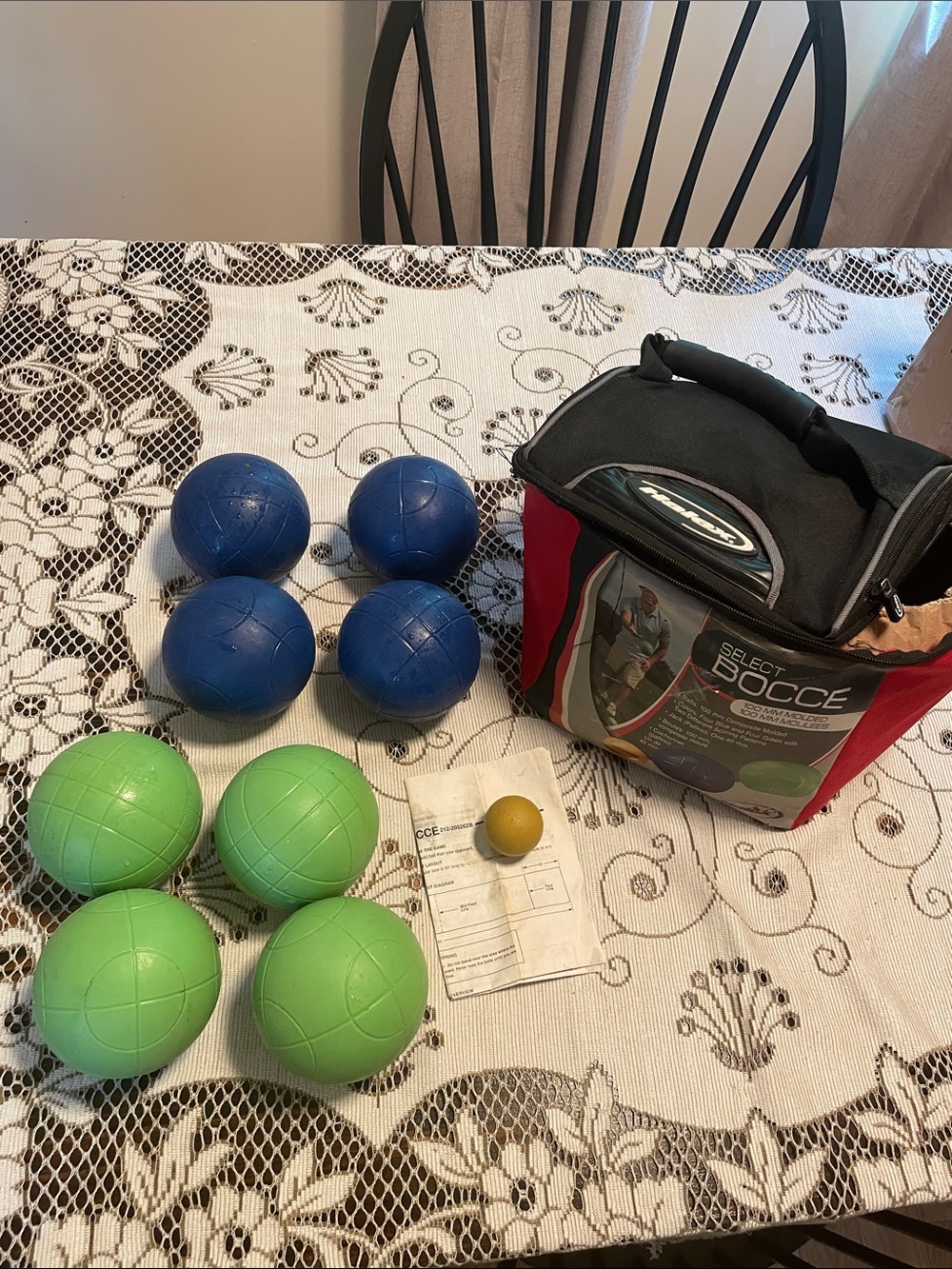 Halex Outdoor Bocce Ball Set with Blue and Green Balls in Carry Case Complete